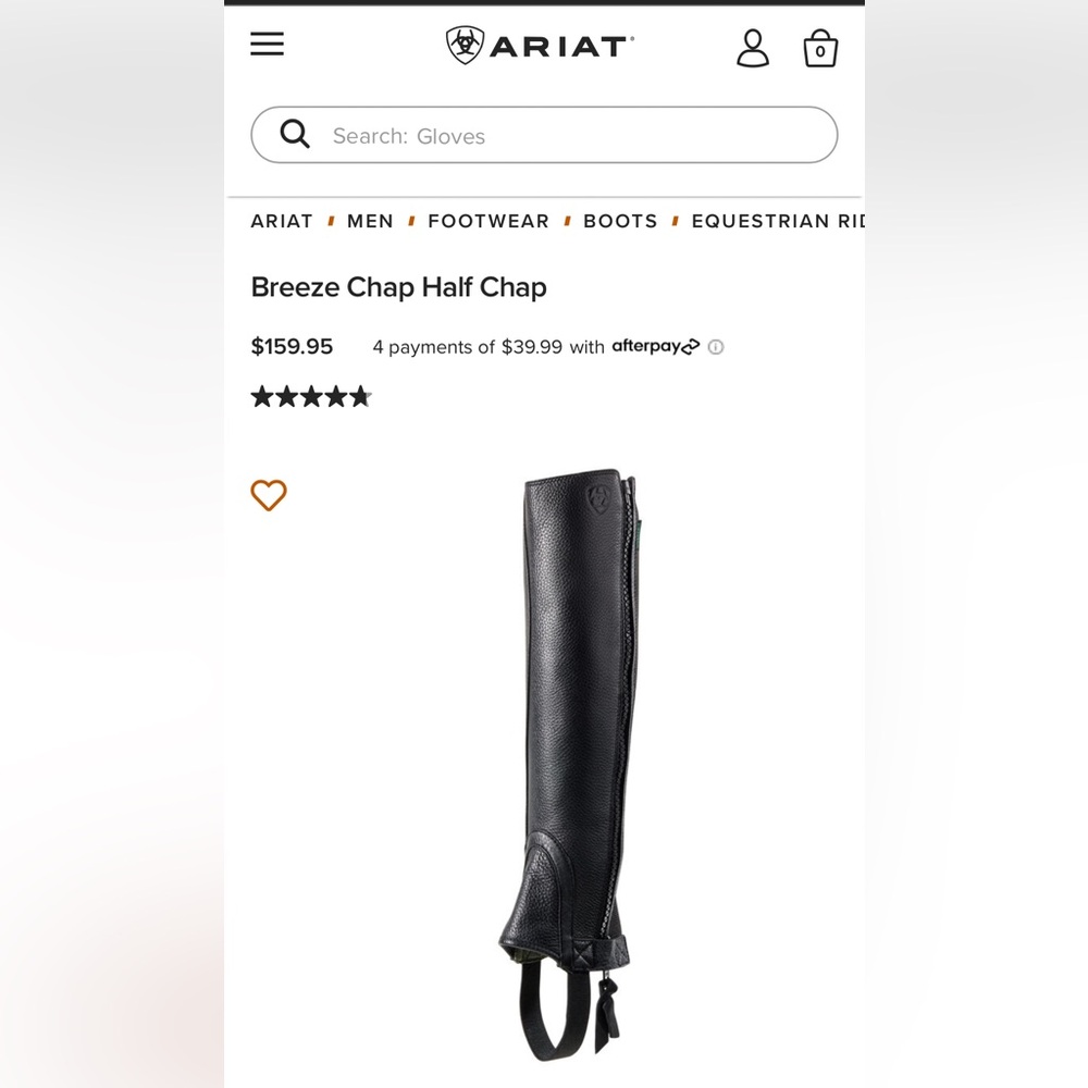 Arita Chaps Women’s XSM Black Leather Riding Chaps Leather Upper